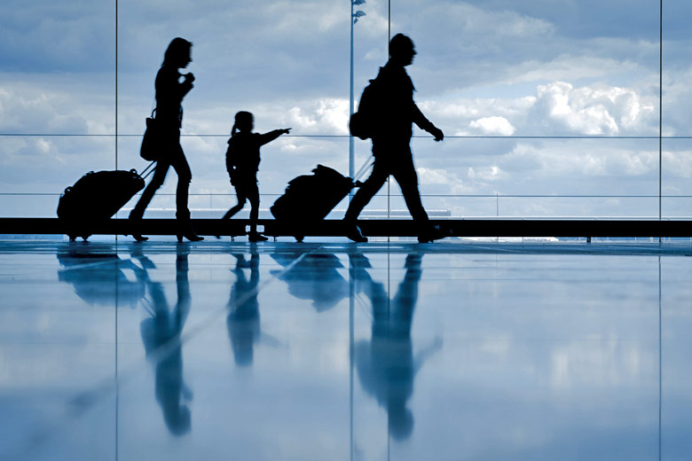 Travellers and holidaymakers at the airport