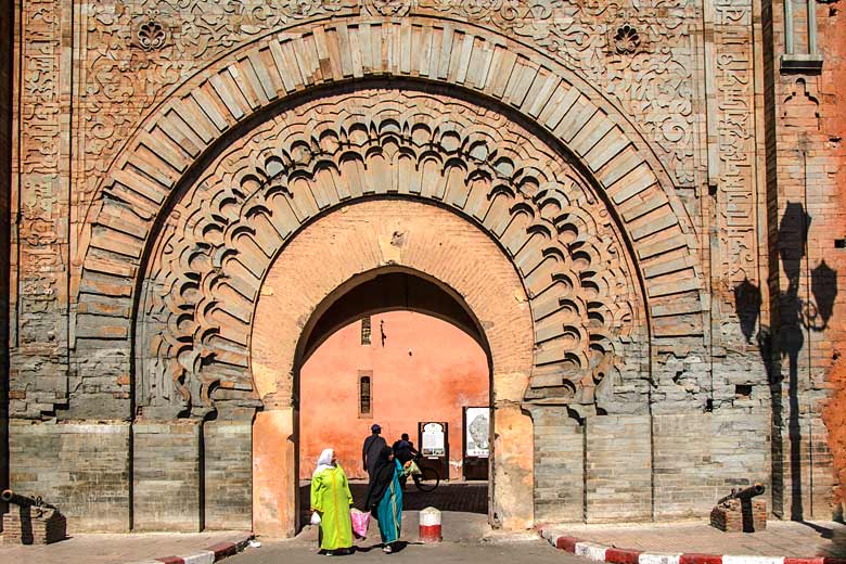 12th century Bab Agnaou, gateway to the Kasbah, Marrakech