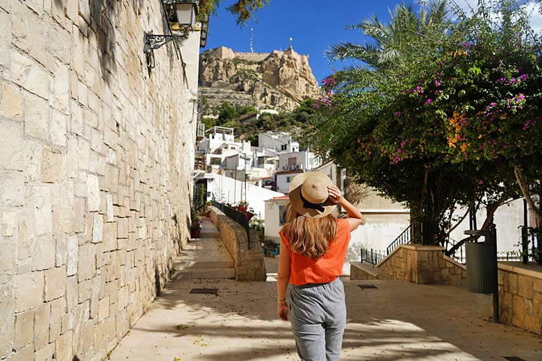Heading for the castle in the old town of Alicante Heading for the castle in the old town of Alicante