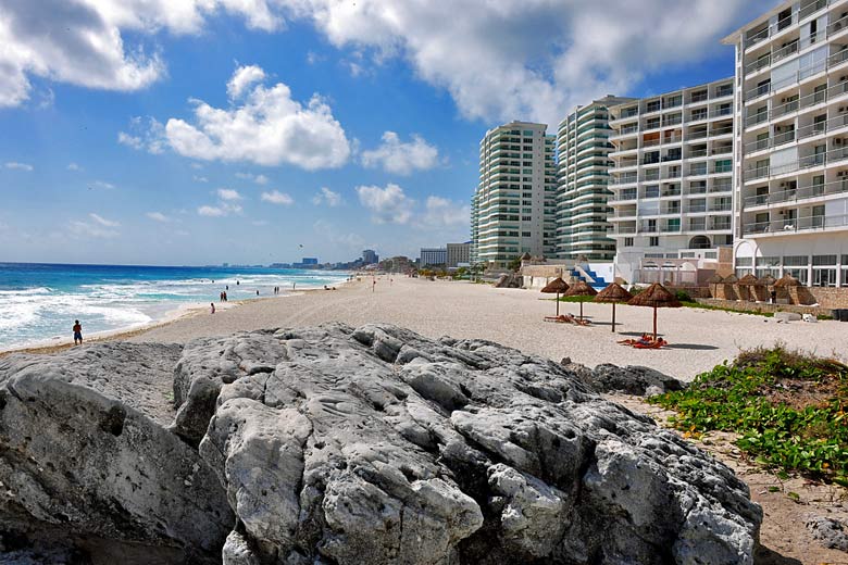 Beach in Cancun, Caribbean Coast, Mexico