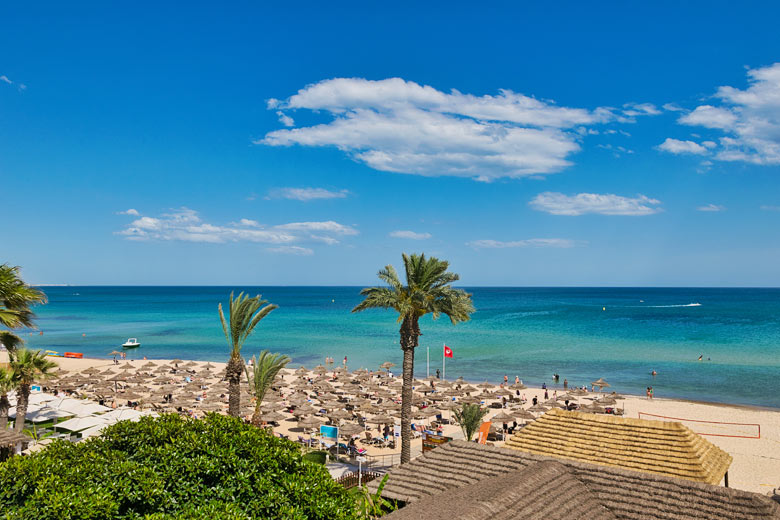The blue waters of Yasmine Hammamet Beach