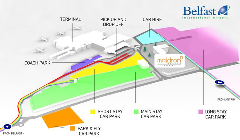 Belfast International Airport car park location map