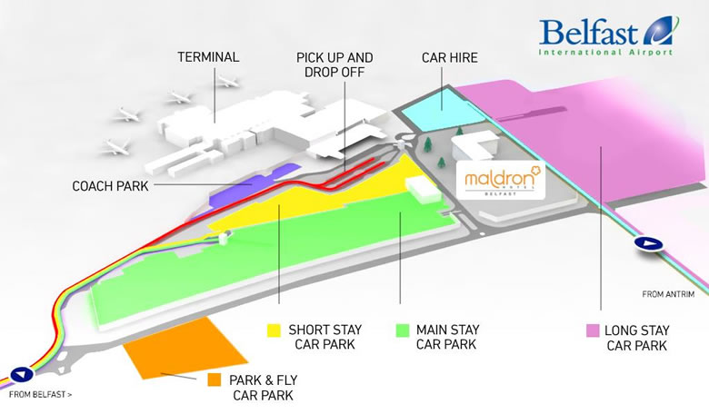 Belfast International Airport car park location map Belfast International Airport car park location map