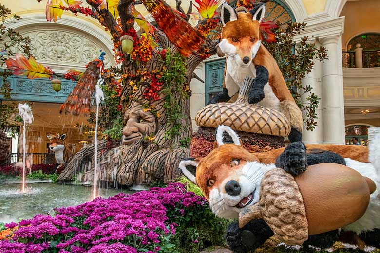 Frolicking foxes in a previous display at Bellagio Conservatory