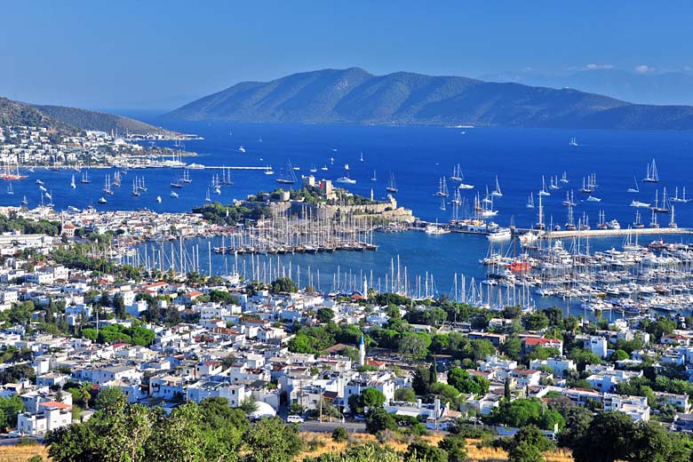 Boats bobbing in Bodrum's busy harbour