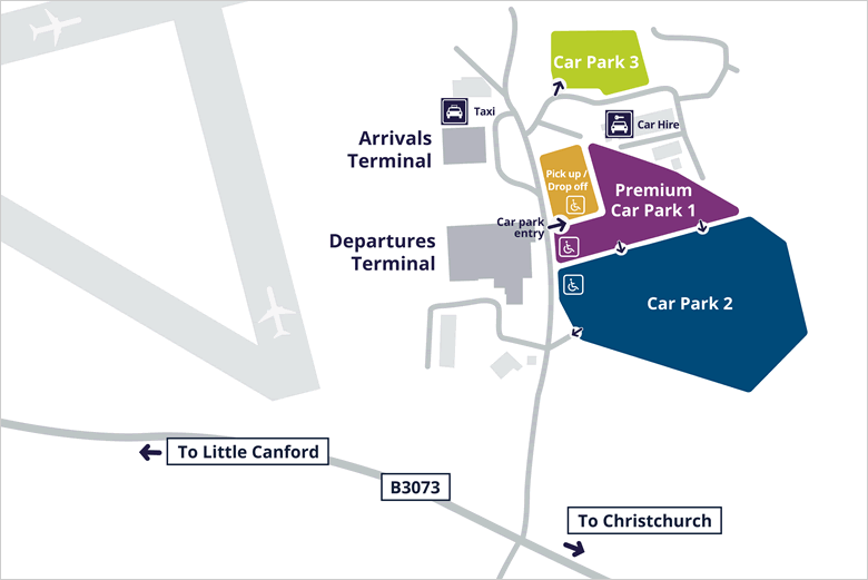 Bournemouth Airport car park location map Bournemouth Airport car park location map