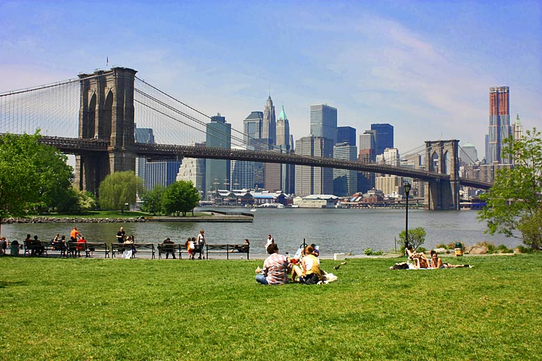 Park under Brooklyn Bridge, New York Park under Brooklyn Bridge, New York