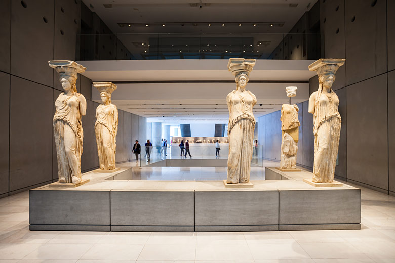 Statues inside the Acropolis Museum