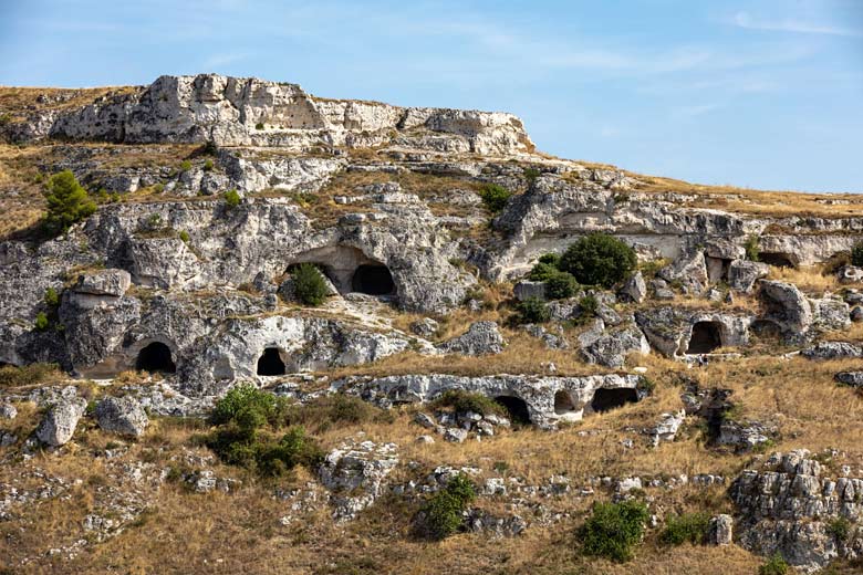 Caves along the ravine, here at Murgia Timone Caves along the ravine, here at Murgia Timone