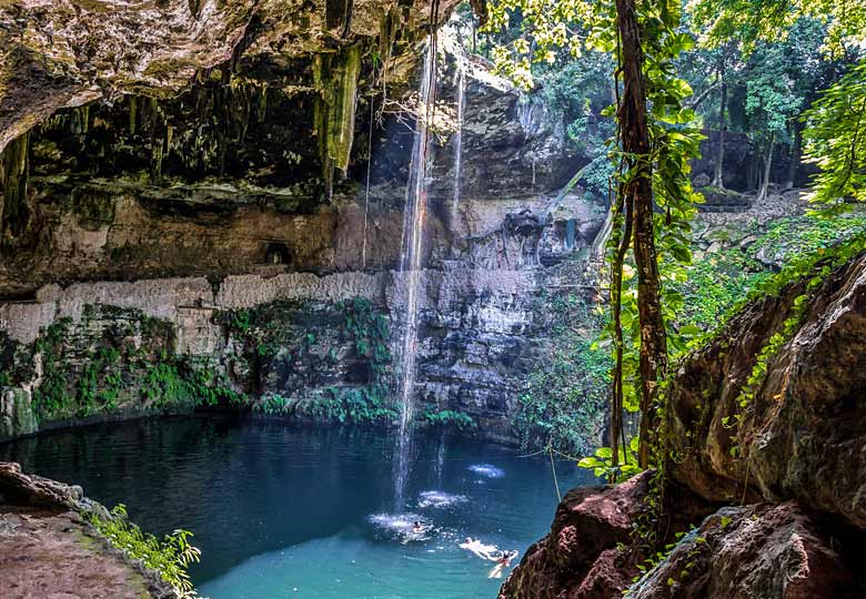 Inside Cenote Zaci, Valladolid