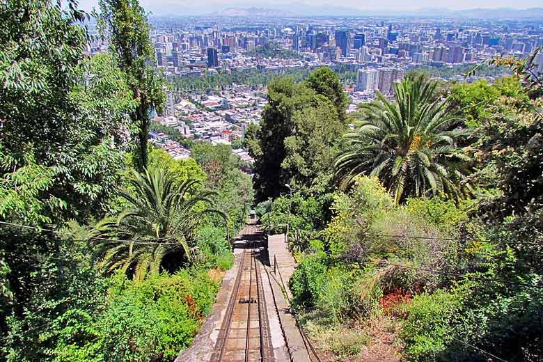 View from the funicular, Cerro San Cristobal, Santiago, Chile View from the funicular, Cerro San Cristobal, Santiago, Chile