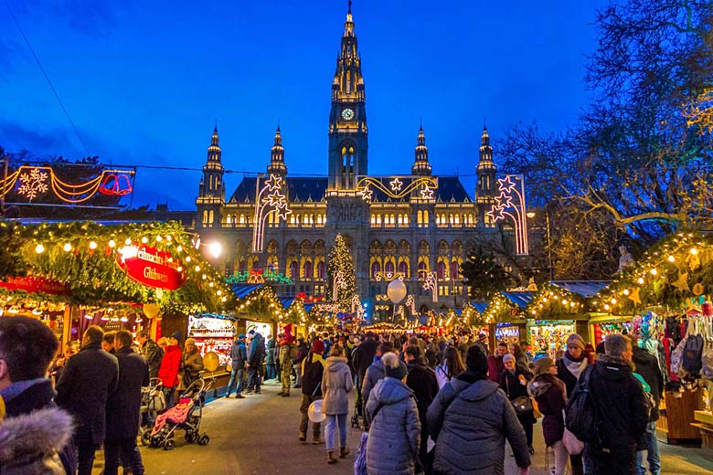 Twinkling lights at just one of Vienna's Christmas markets Twinkling lights at just one of Vienna's Christmas markets