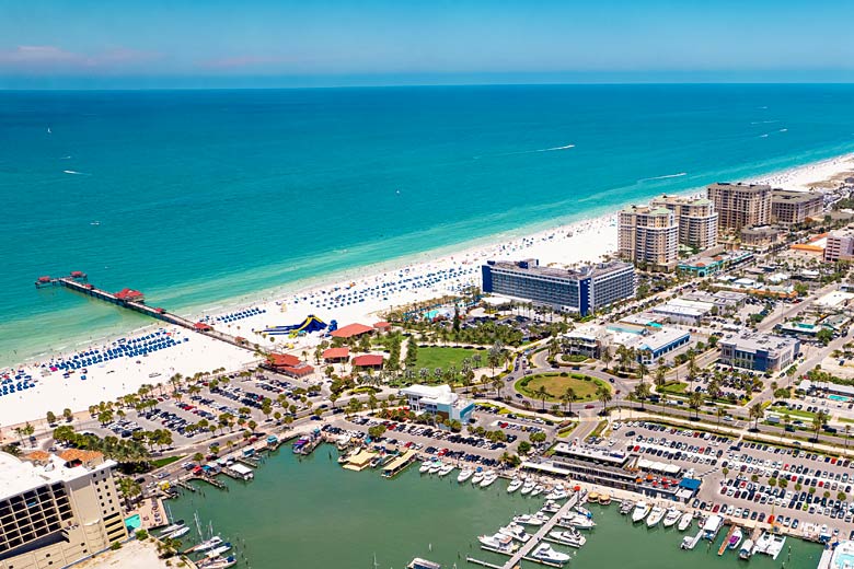 Aerial view of Clearwater's superb beach, Florida Aerial view of Clearwater's superb beach, Florida