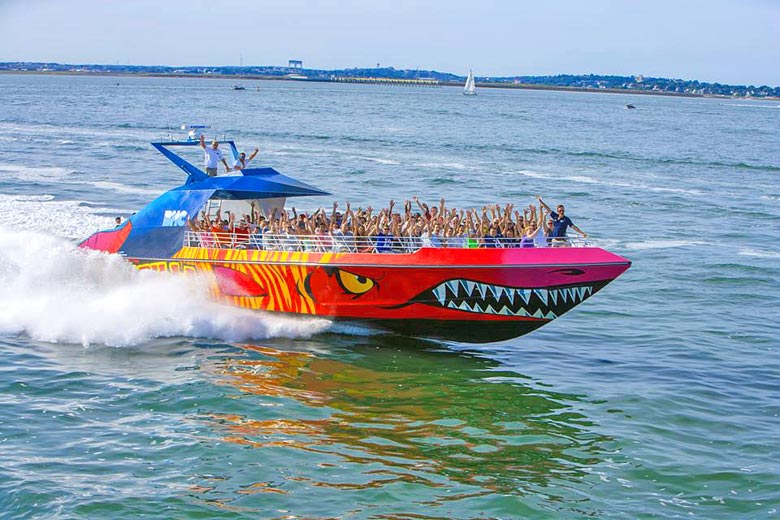 The Codzilla at speed in Boston harbour The Codzilla at speed in Boston harbour