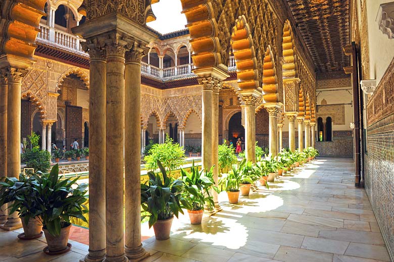 Courtyard of the Maidens at the Alcazar, Seville © Joserpizarro - Adobe Stock Image
