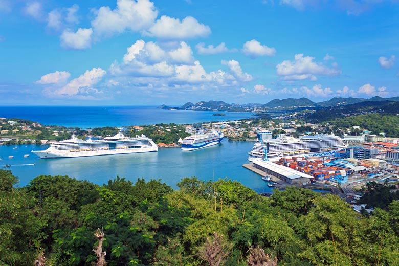 Cruise ships in Castries Harbour, St Lucia Cruise ships in Castries Harbour, St Lucia