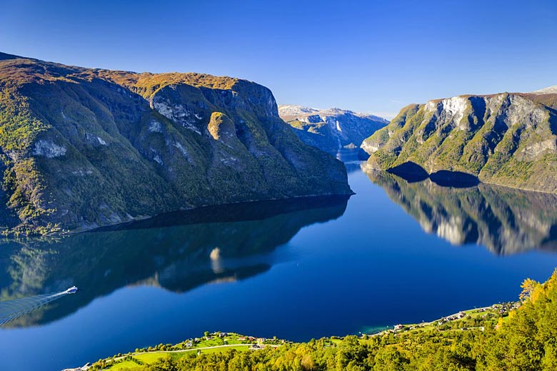 Cruise boat heading up the Sognefjord near Bergen © Robin Strand - Bergen Tourist Board