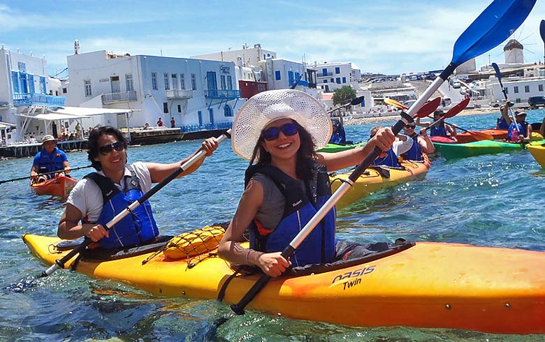 Day out kayaking in Mykonos - photo courtesy of www.mykonoskayak.com