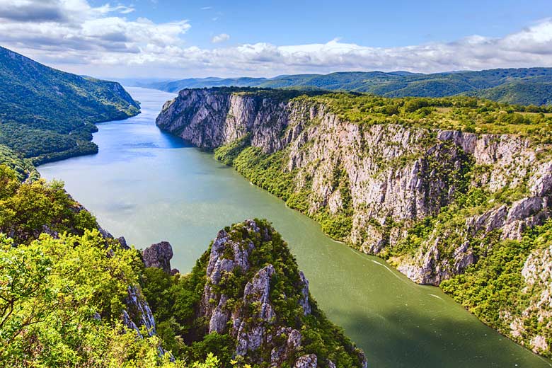 The impressive Derdap Gorge on the Danube in Serbia