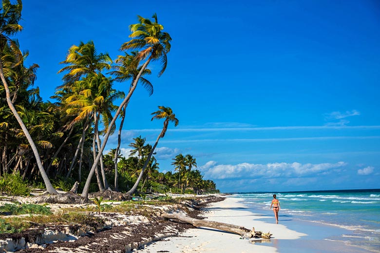 Deserted beach on the Riviera Maya, Mexico Caribbean Coast
