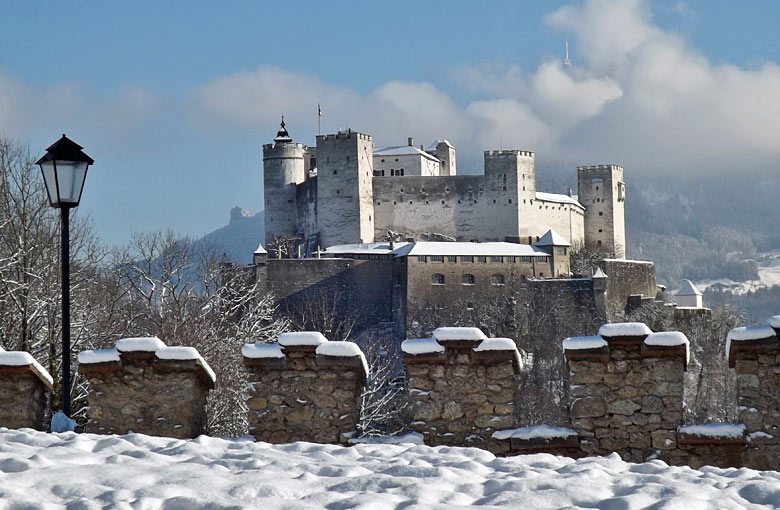 Snowdusted Hohensalzburg Castle, Salzburg