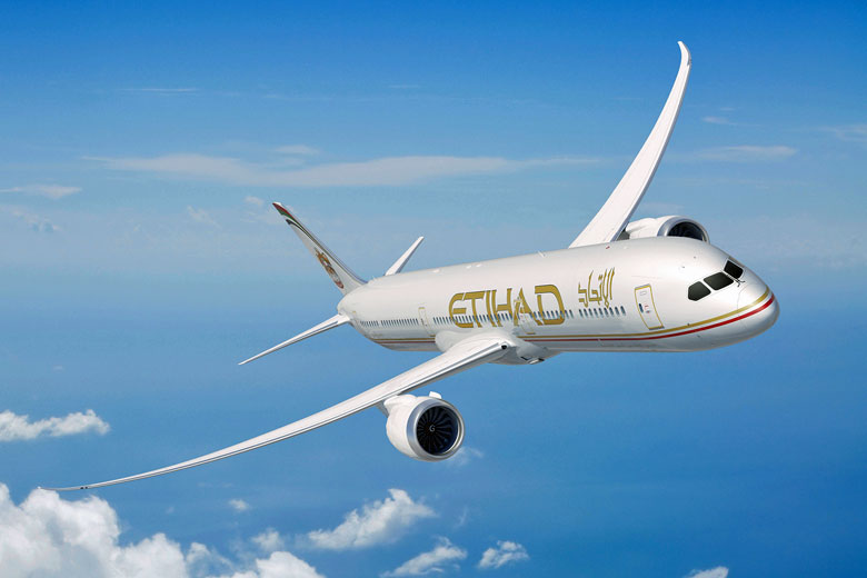 Etihad Airways Boeing 787-9 Dreamliner in-flight Etihad Airways Boeing 787-9 Dreamliner in-flight
