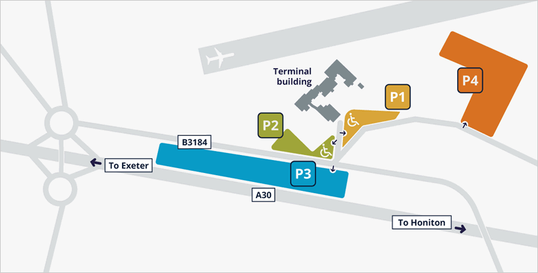 Exeter Airport car park location map