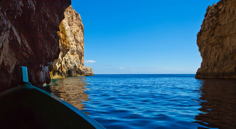 Exploring the Blue Grotto, Malta