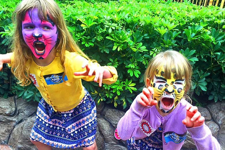 Enjoying face painting at Loro Parque