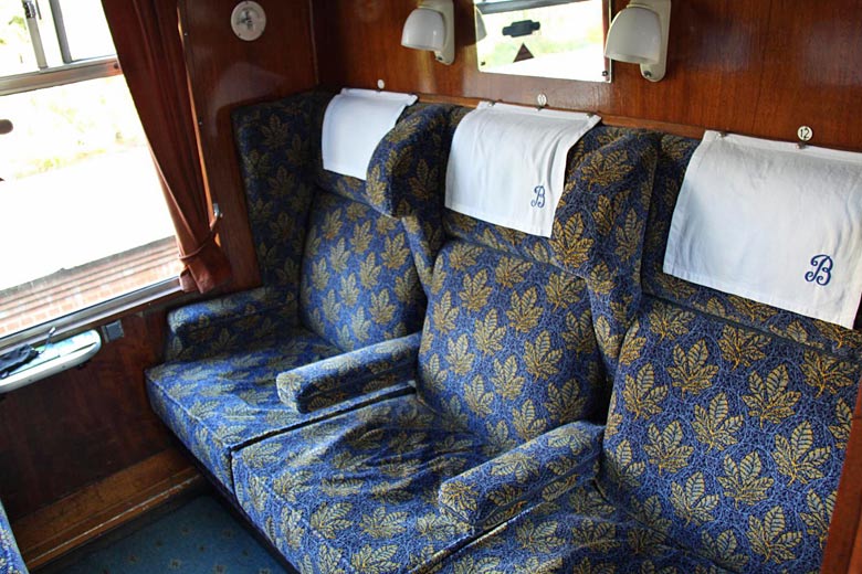 Comfy seats in a Bluebell first class compartment