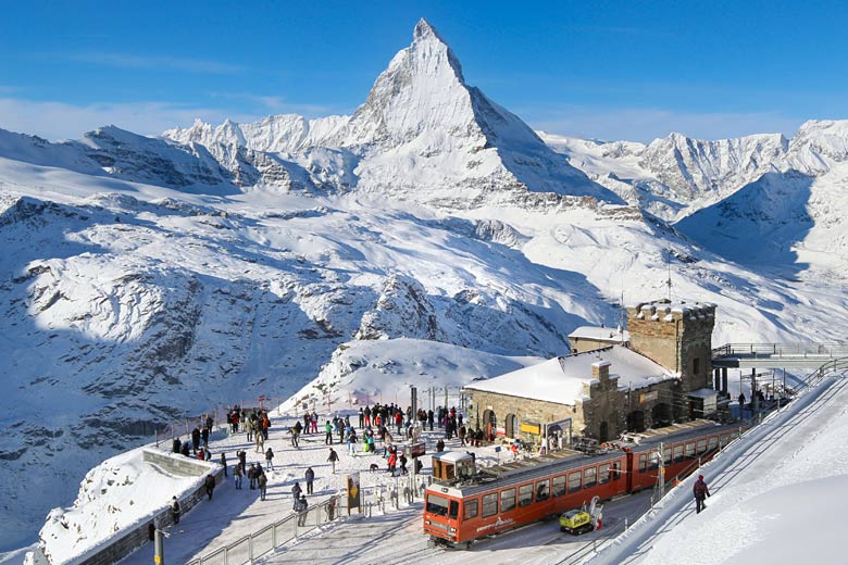 The first snowfall of winter in November in Zermatt, Switzerland