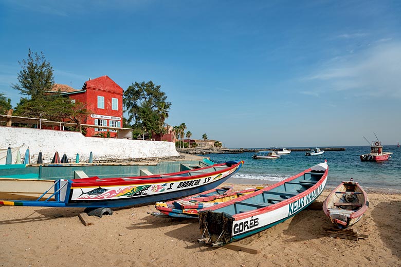 Fishing boats on the beach at Gorée Island Fishing boats on the beach at Gorée Island