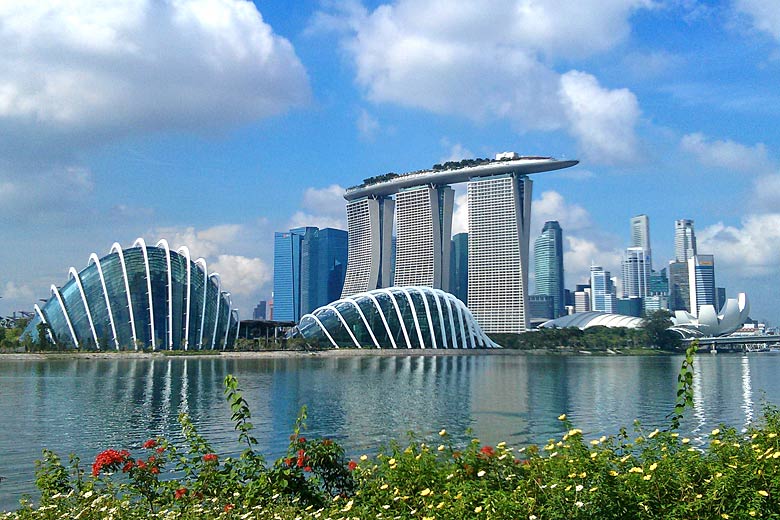 The two glass domes on Marina Bay, Singapore The two glass domes on Marina Bay, Singapore