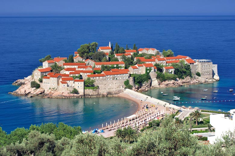 The old fortress town of Sveti Stefan, Montenegro The old fortress town of Sveti Stefan, Montenegro