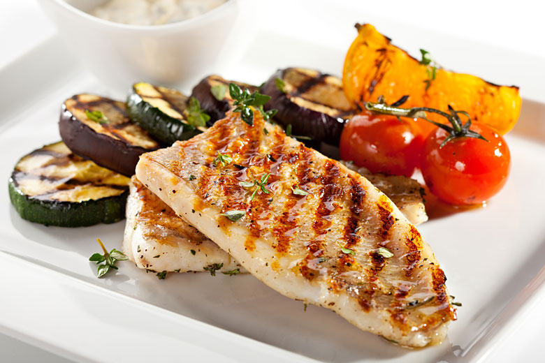Fresh grouper lightly grilled, delicious Fresh grouper lightly grilled, delicious