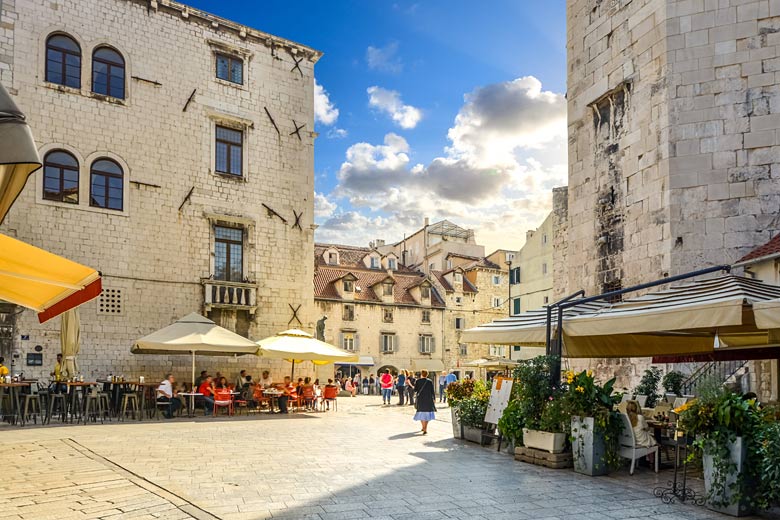 Evening light on Fruit Square in the centre of Split