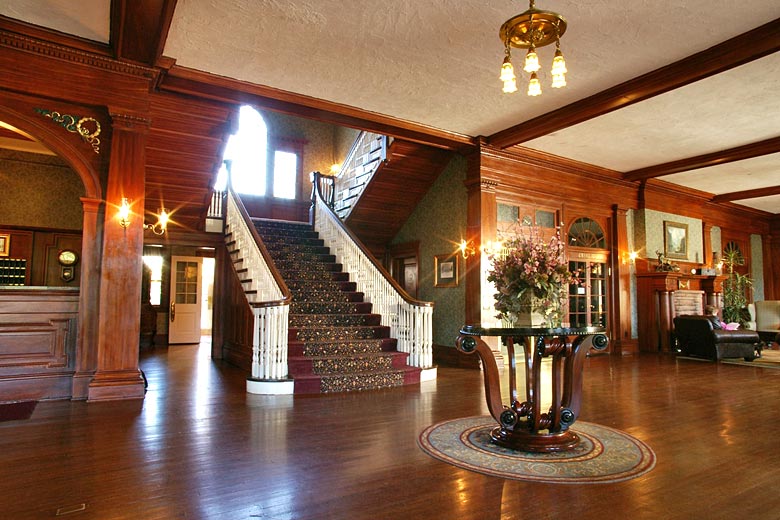 Grand staircase in the Stanley Hotel, Estes Park, Colorado