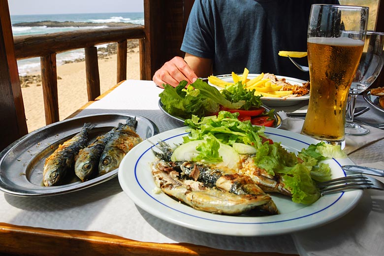 Enjoy freshly-grilled seafood like sardines