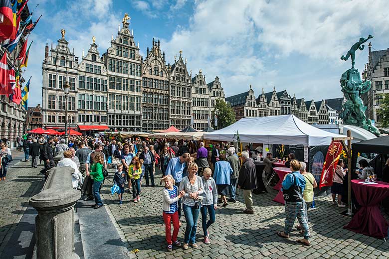 Antwerp's historic Grote Markt on a busy day Antwerp's historic Grote Markt on a busy day