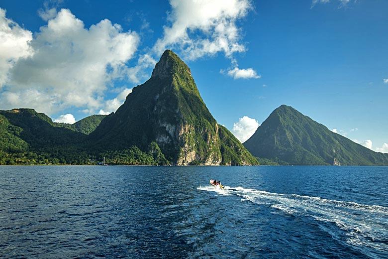 Heading for Petit Piton which rises almost vertically to 2,400 ft Heading for Petit Piton which rises almost vertically to 2,400 ft