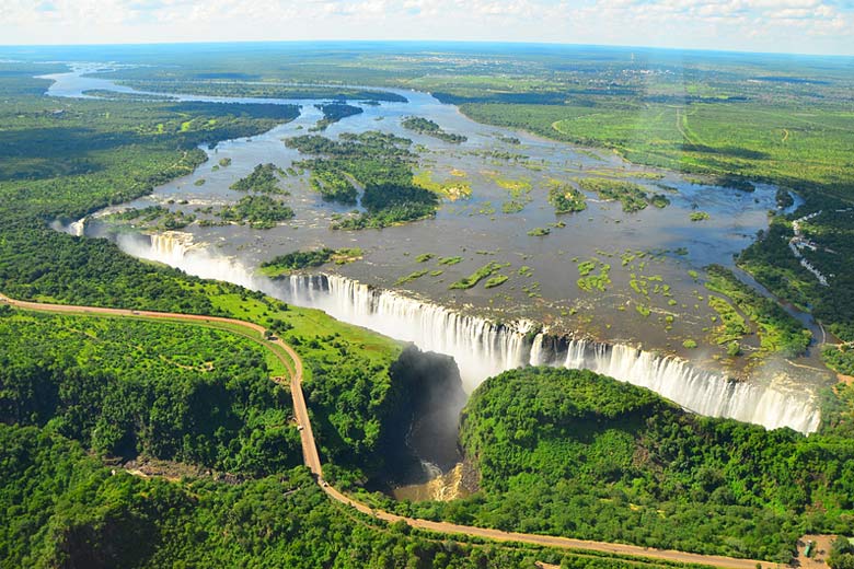 Helicopter flight over Victoria Falls