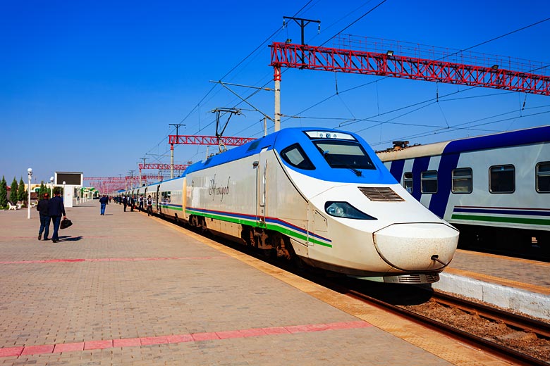 The high-speed Afrosiyob train The high-speed Afrosiyob train