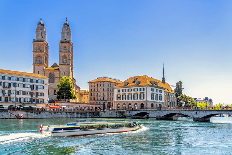The historic centre of Zurich on the banks of the Limmat River