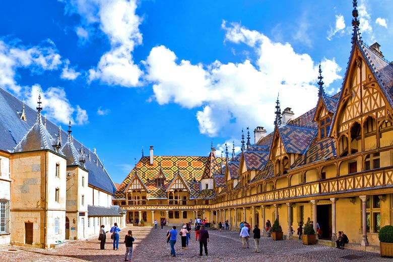 The impressive 15th-century architecture of the Hospices de Beaune