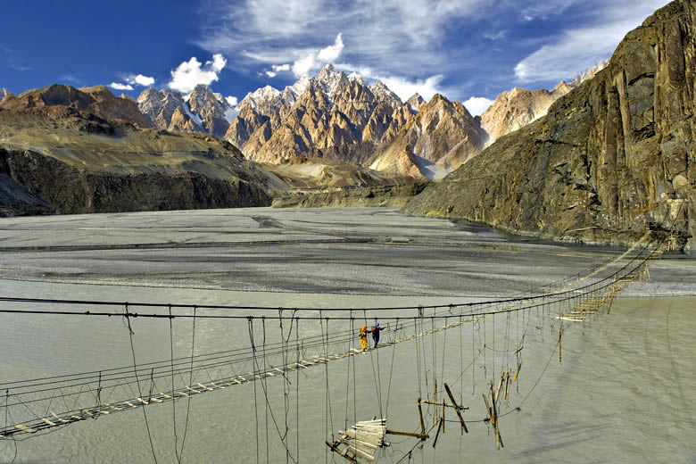Hussaini Suspension Bridge, Hunza, Gilgit-Baltistan, Northern Pakistan Hussaini Suspension Bridge, Hunza, Gilgit-Baltistan, Northern Pakistan