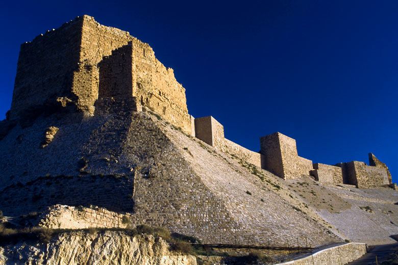 The imposing walls of Kerak Castle The imposing walls of Kerak Castle