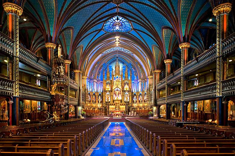Impressive interior of the Notre-Dame Basilica, Montreal © Basilique Notre-Dame, Stéphan Poulin