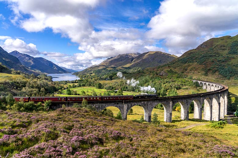 The Jacobite steaming across the Glenfinnan Viaduct