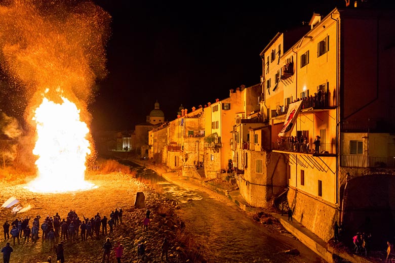 Fire festival in Pontremoli, Tuscany, Italy Fire festival in Pontremoli, Tuscany, Italy