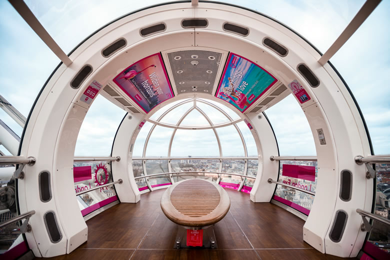Interior of a London Eye pod Interior of a London Eye pod